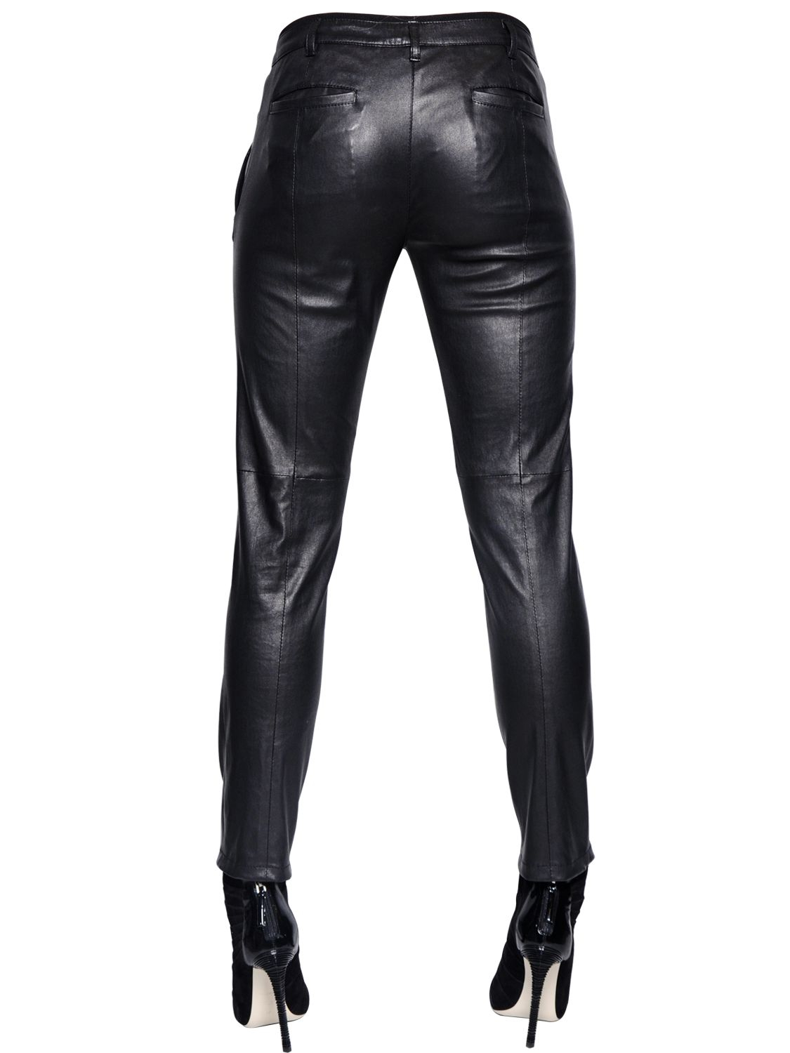 Giorgio Armani Stretch Nappa Leather Pants in Black - Lyst