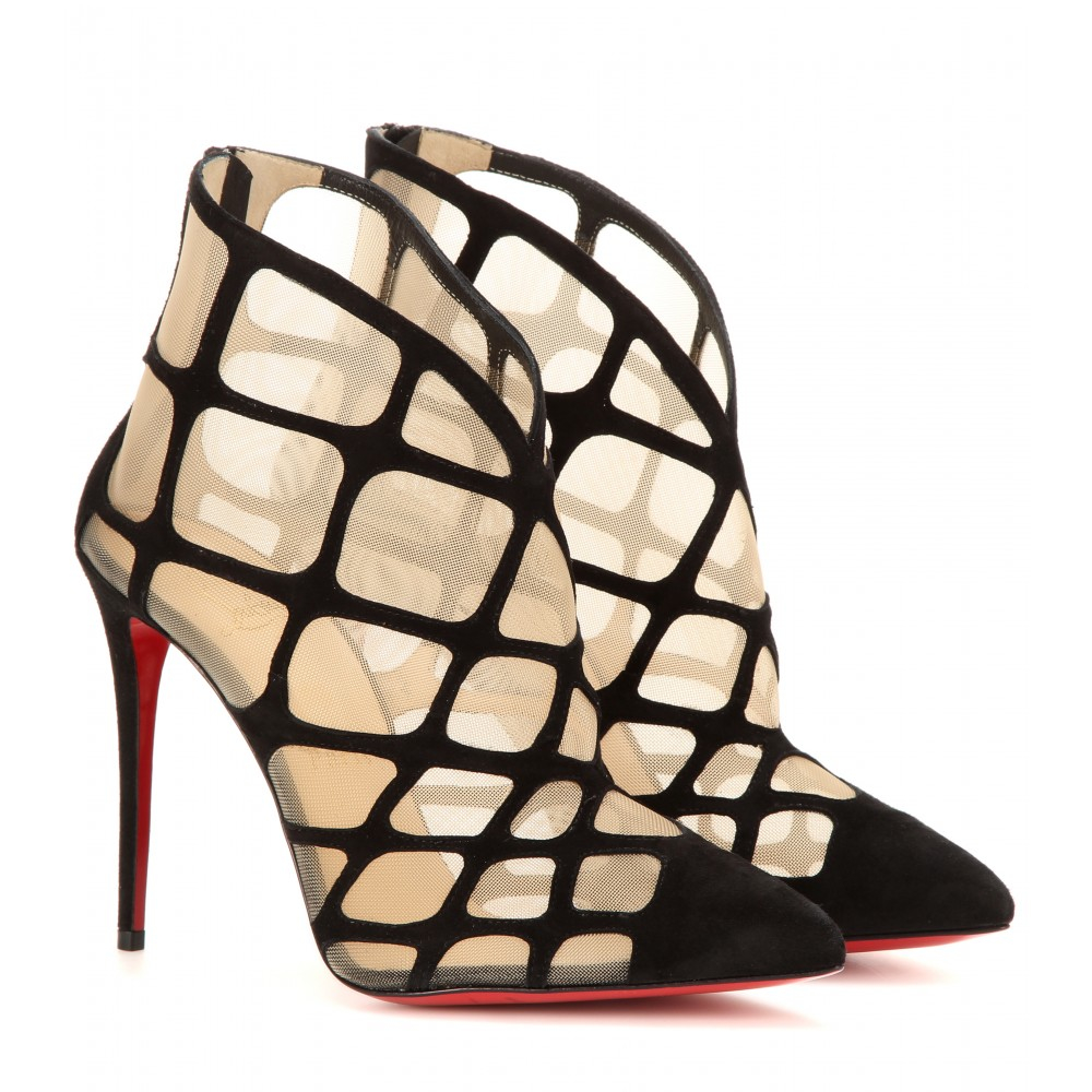 christian louboutin araknene suede and mesh ankle boots christian louboutin araknene suede and mesh ankle boots