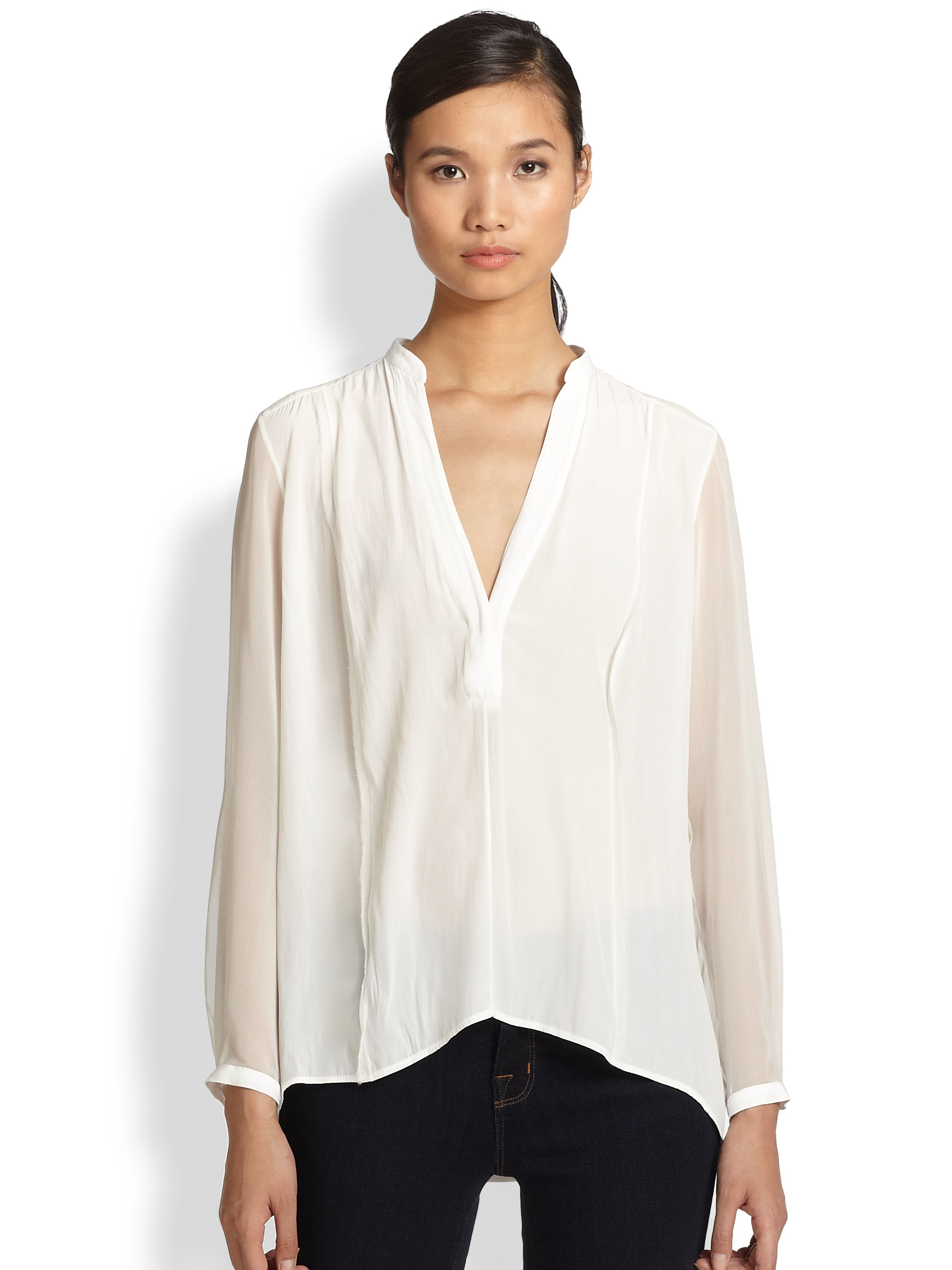 Elizabeth And James Betie Silksleeved Trapeze Blouse in White