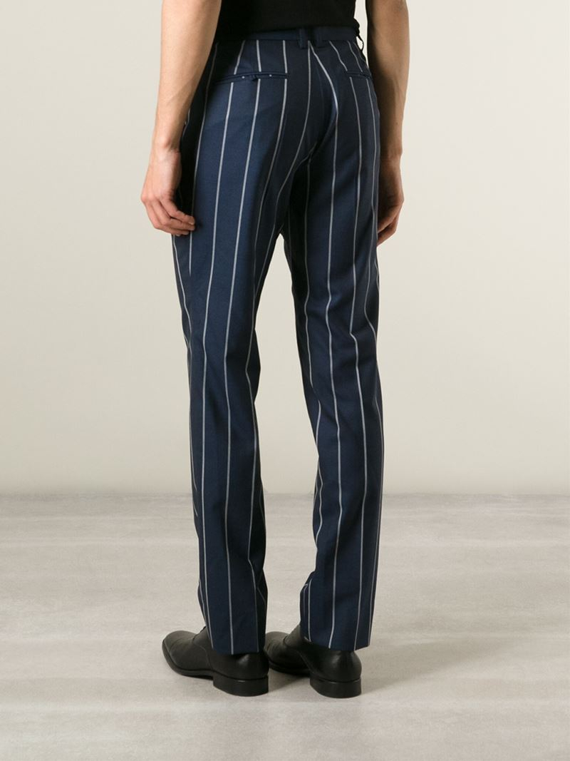 blue striped trousers