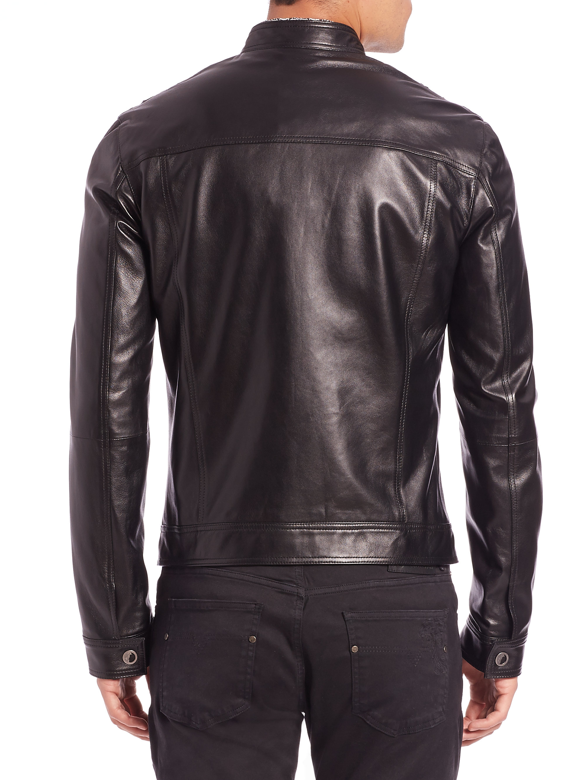 Versace Leather Jacket With Studs for Men | Lyst