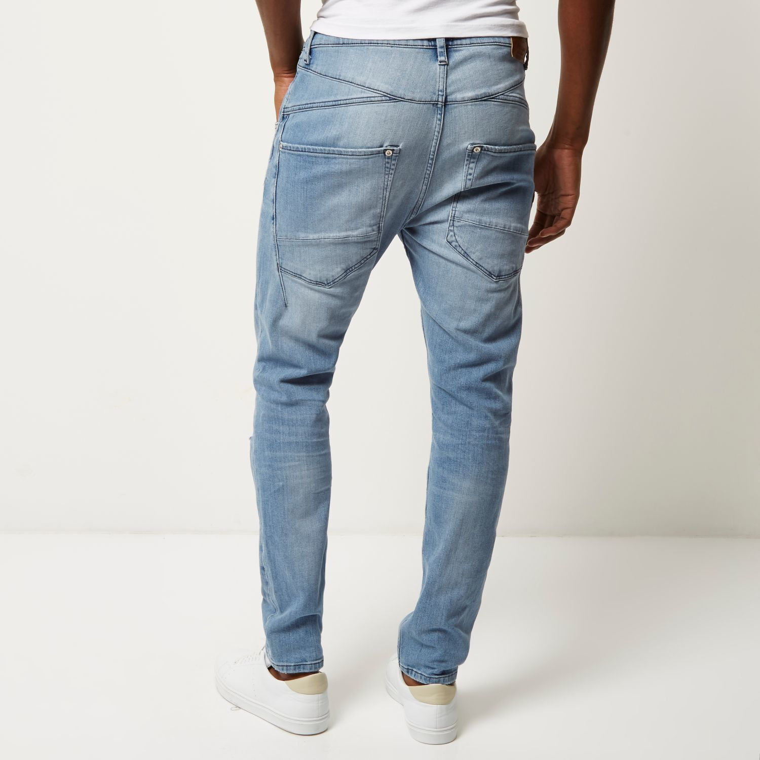 blue tapered jeans