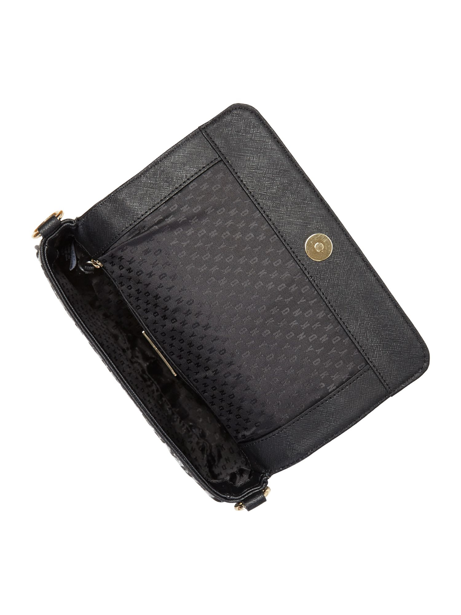 Dkny Black Small Flap Over Chain Cross Body Bag in Gray (Black) | Lyst