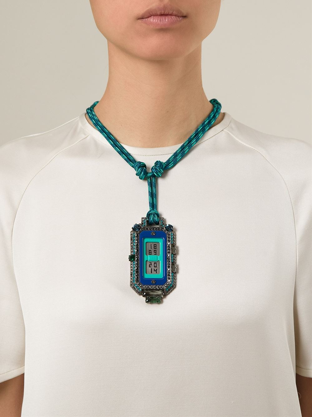 Lanvin Digital Watch Pendant Necklace in Blue Lyst