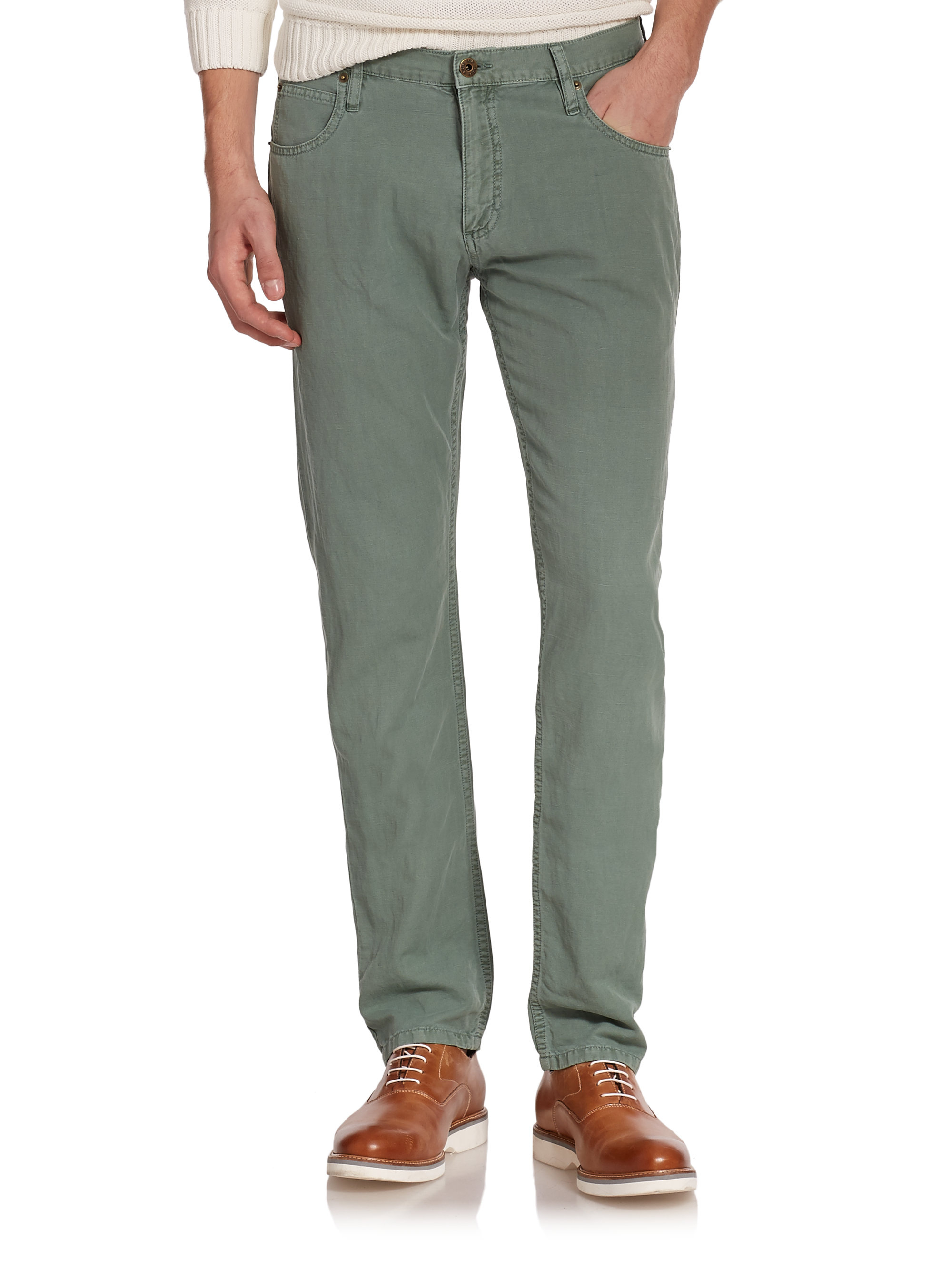 Lyst - Billy Reid Ashland Cotton & Linen Pants in Green for Men