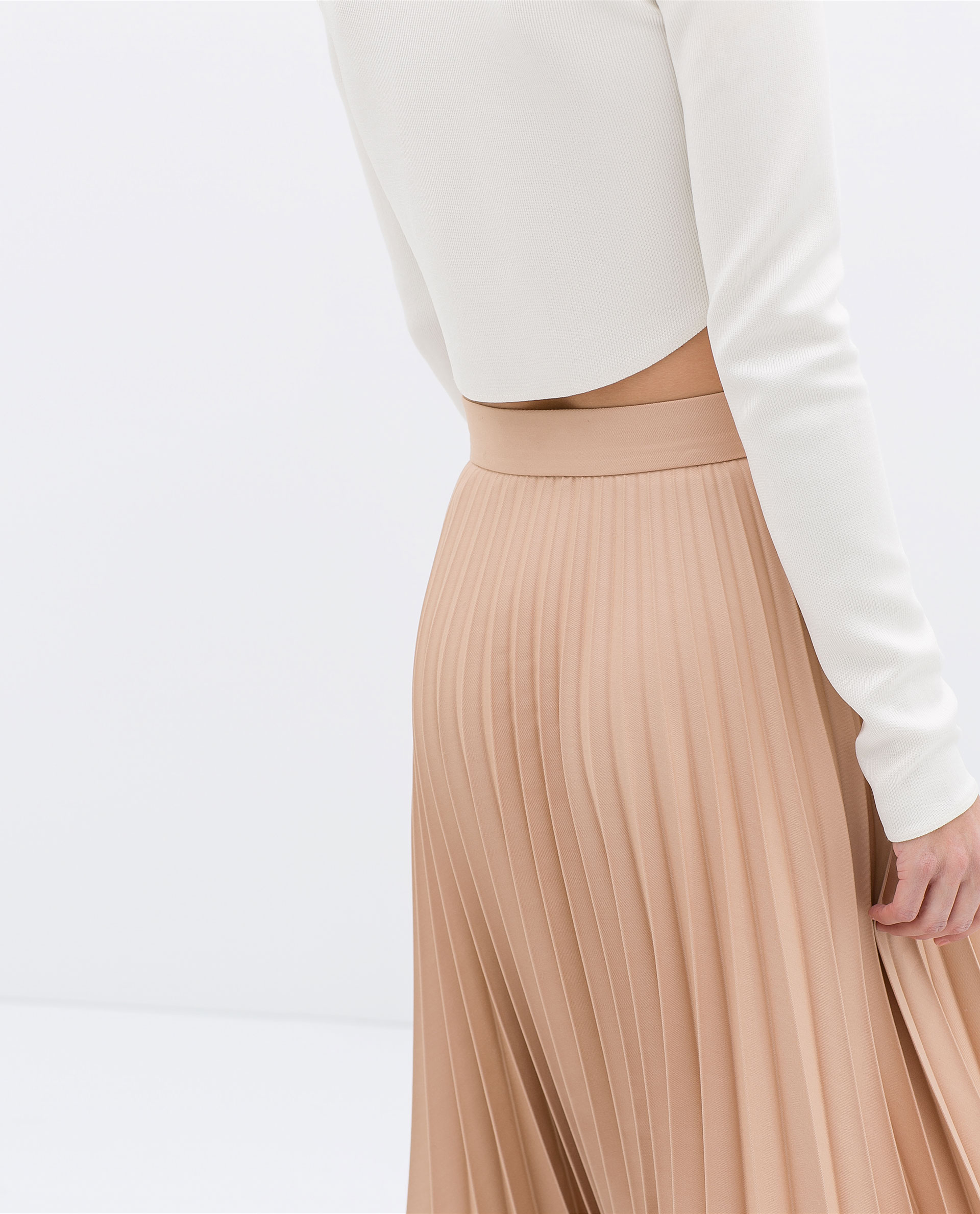 Zara Coated Pleated Skirt in Pink Lyst