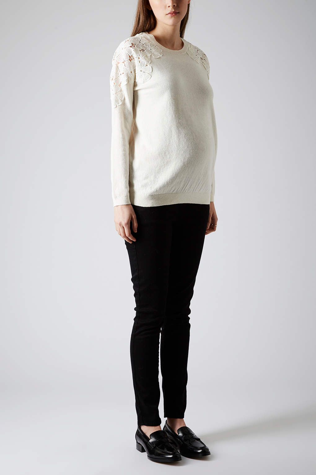 Lyst Maternity Lace Shoulder Jumper in White