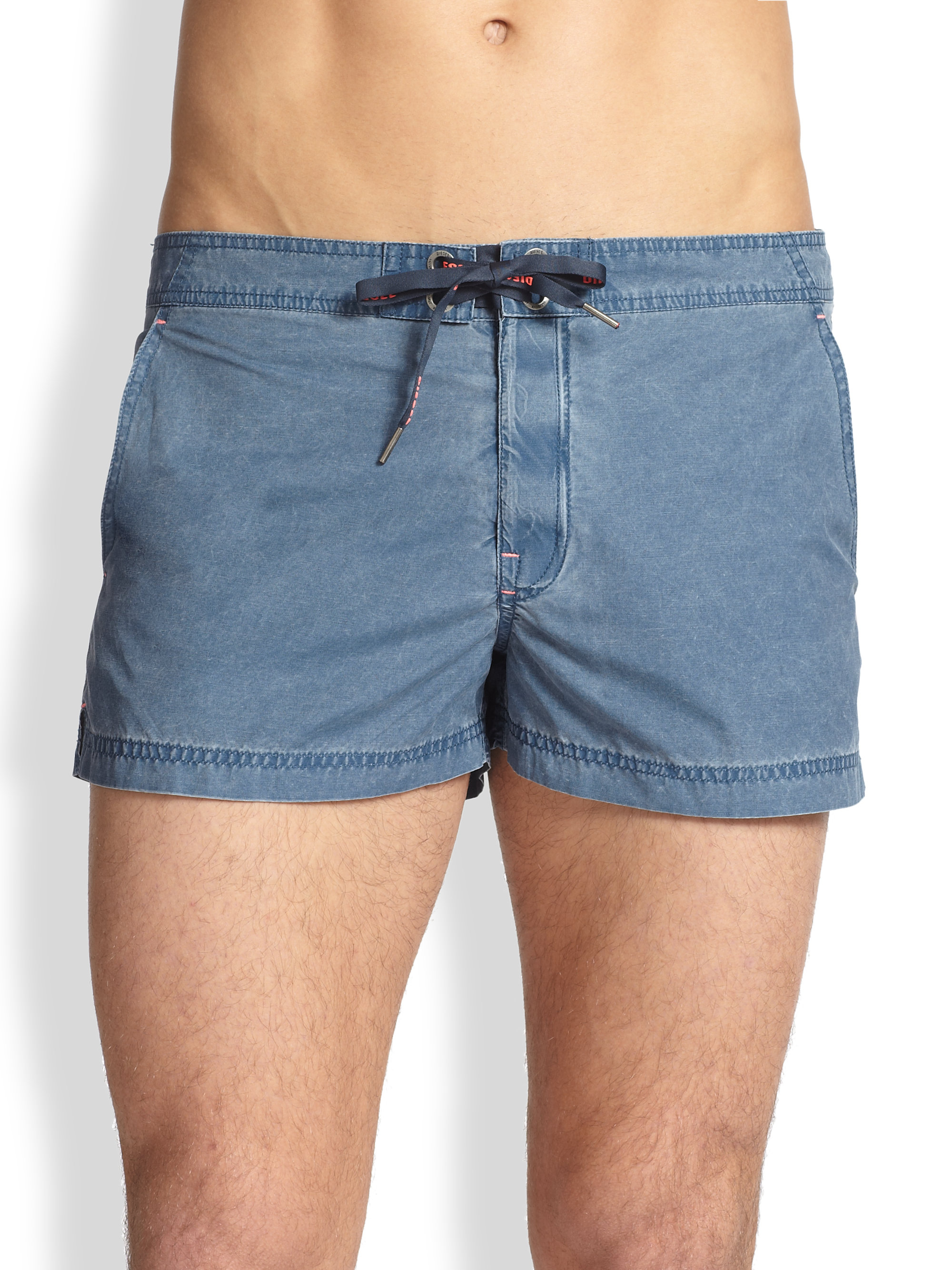 Lyst - Diesel Coral Rif Stretch Cotton Swim Shorts in Blue for Men