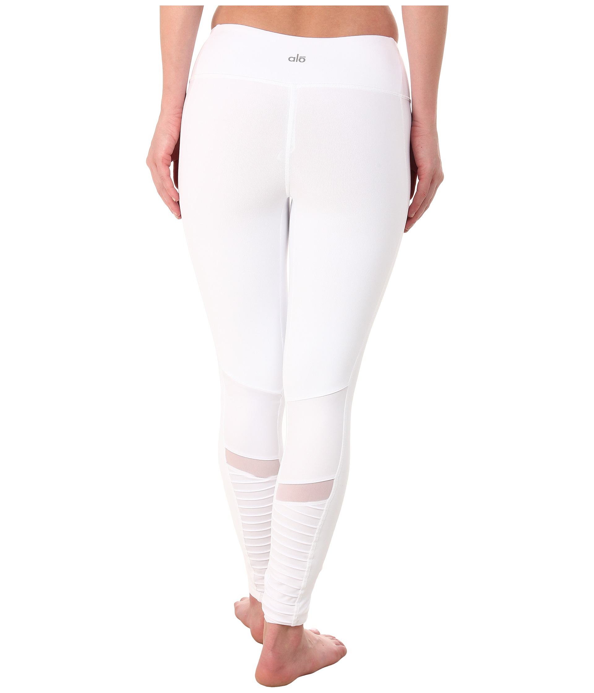 Alo Yoga Women's Moto Legging, White/White Glossy, Large 