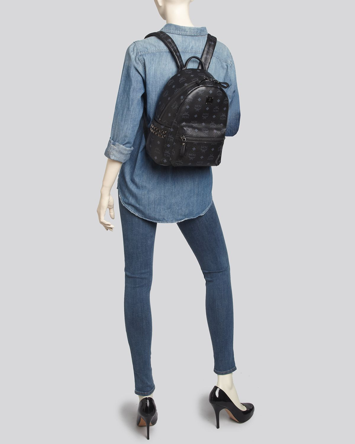 mcm studded stark backpack