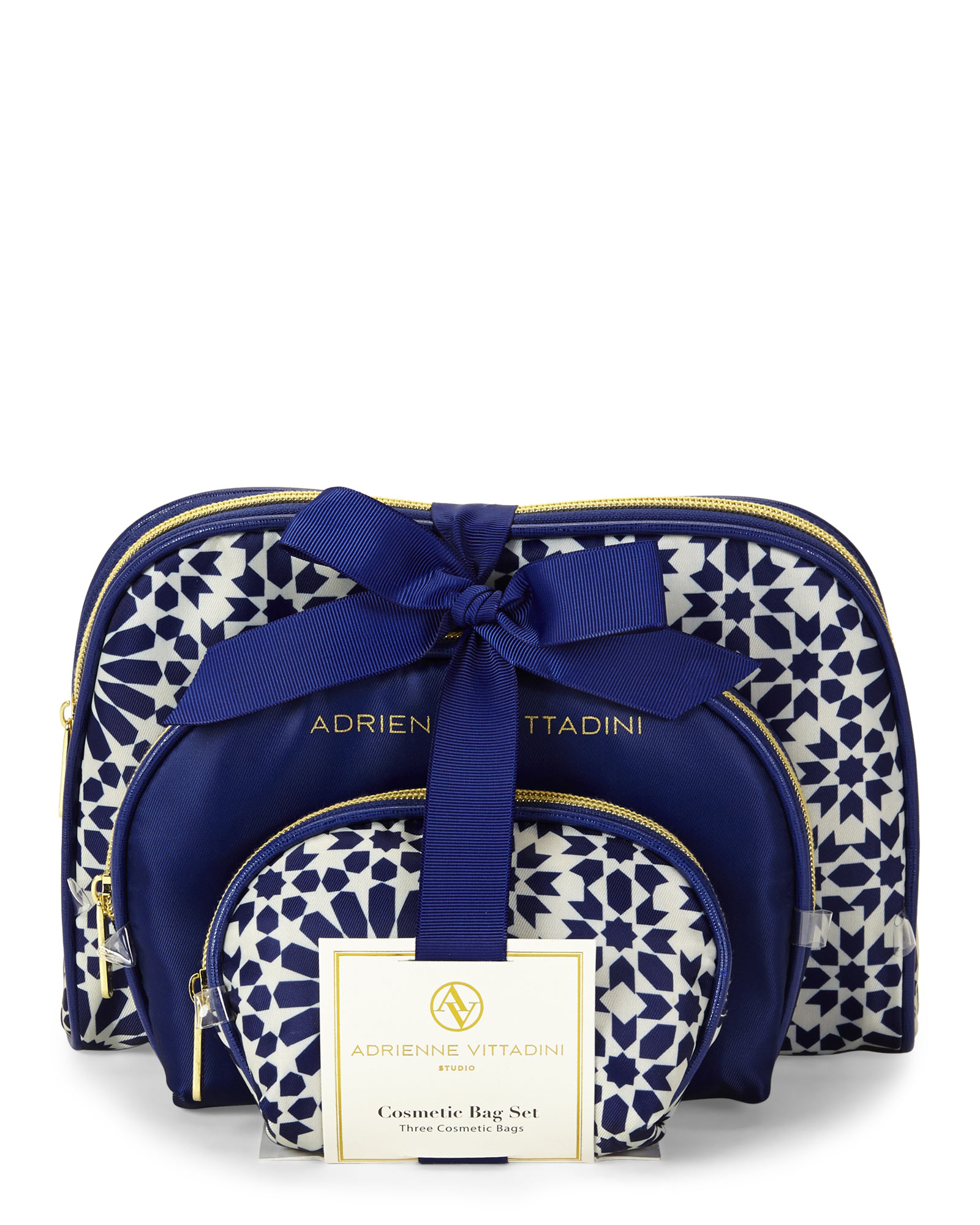 Lyst Adrienne Vittadini 3 Piece Geo Fl Dome Cosmetic Bags In Blue Gallery