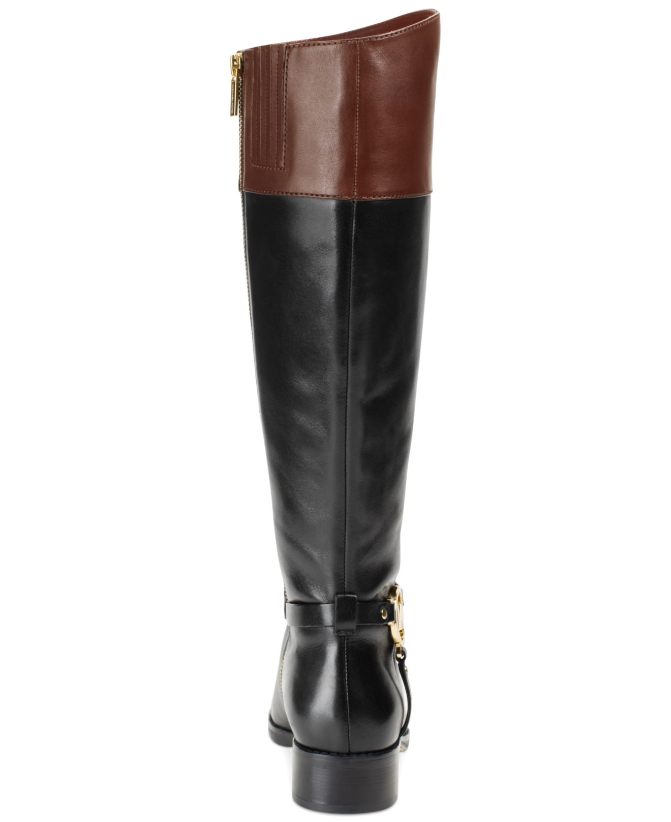 Michael kors Michael Fulton Harness Wide Calf Boots in Brown | Lyst