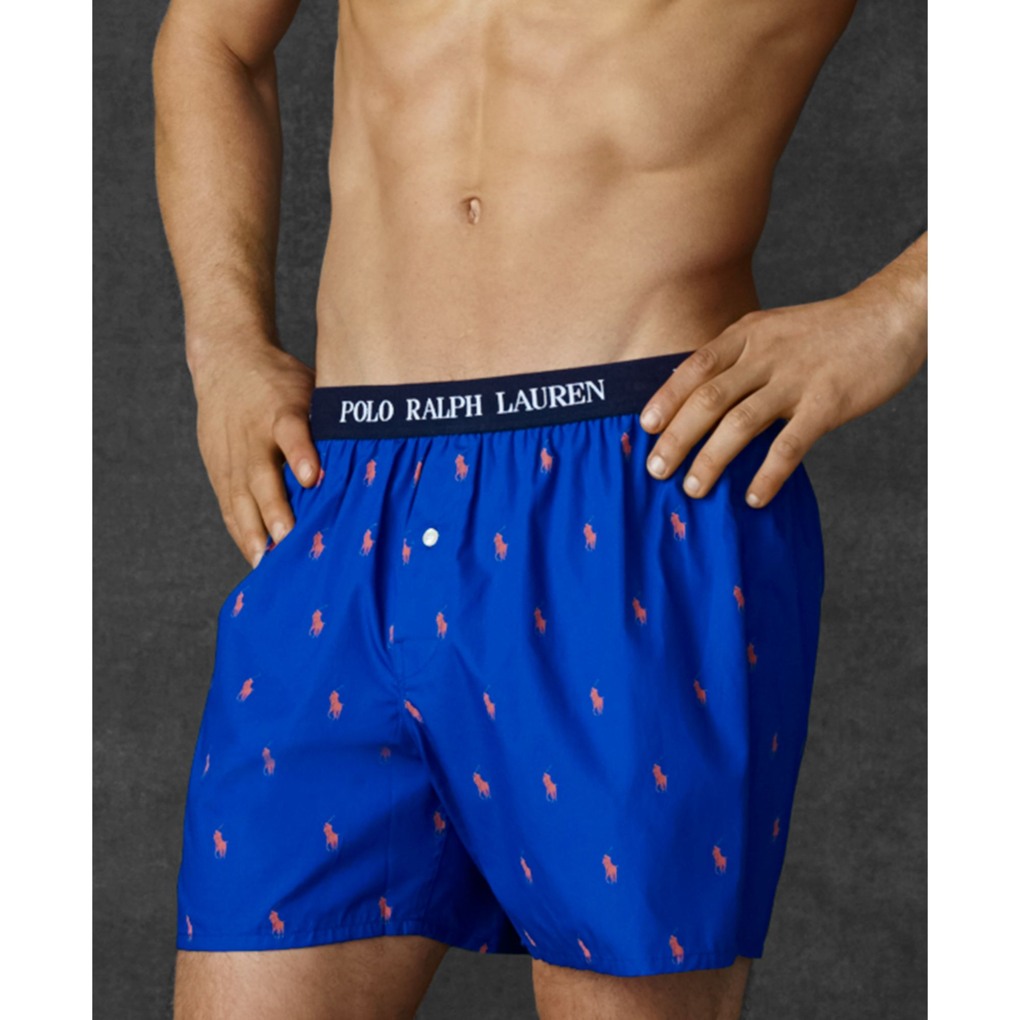 Ralph Lauren Polo Mens Polo Player Woven Boxers in Blue for Men ...