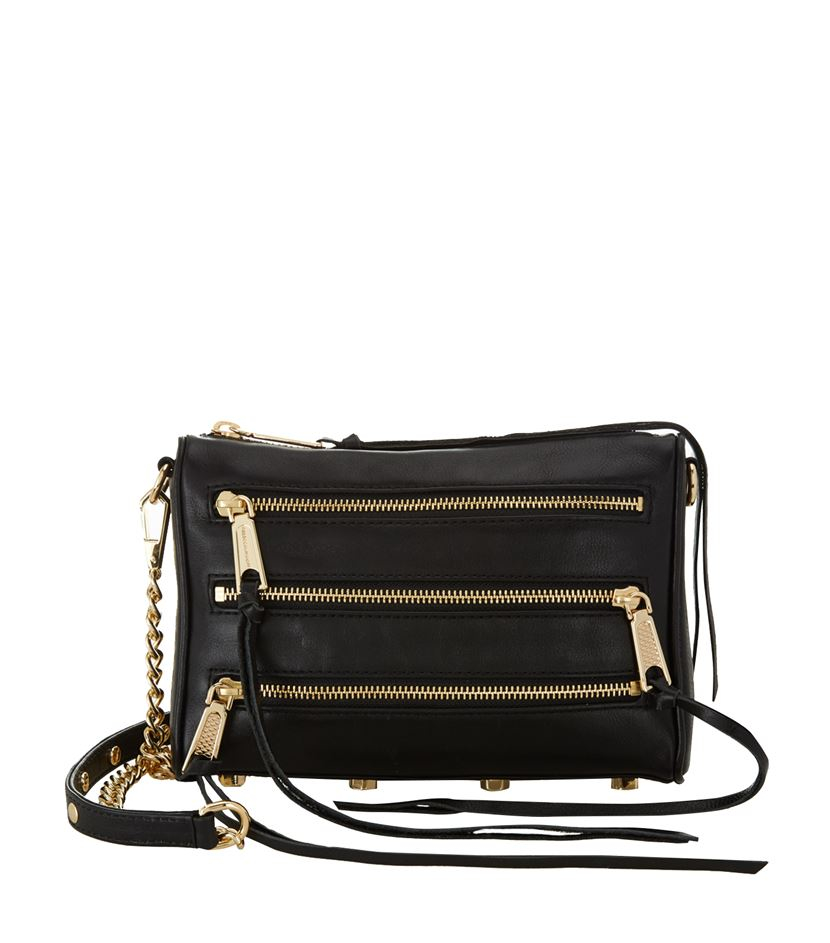 Rebecca minkoff Mini Five-zip Crossbody Bag in Black | Lyst