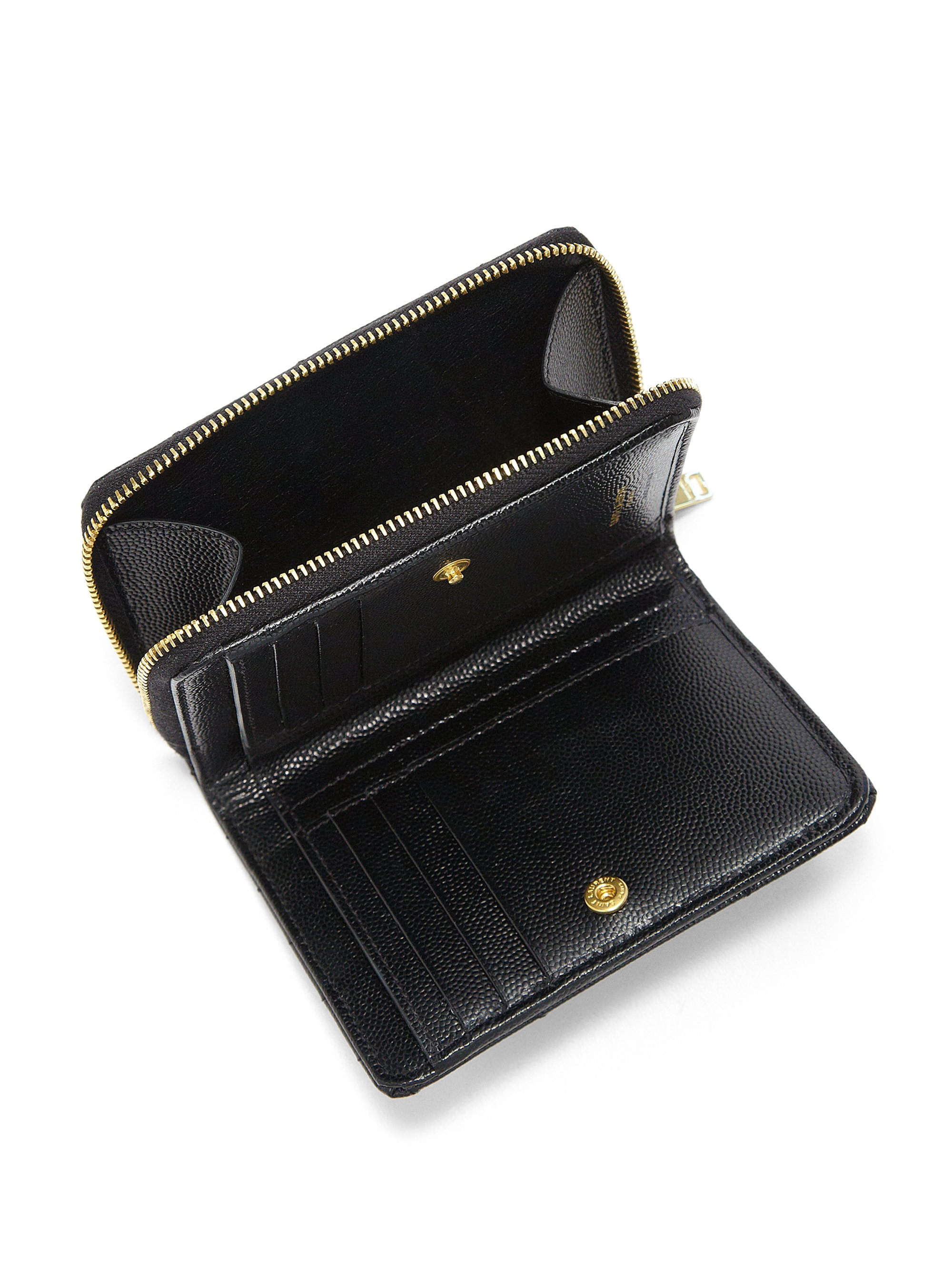 Saint laurent Monogram Grained Leather Compact Zip-around Wallet ...  