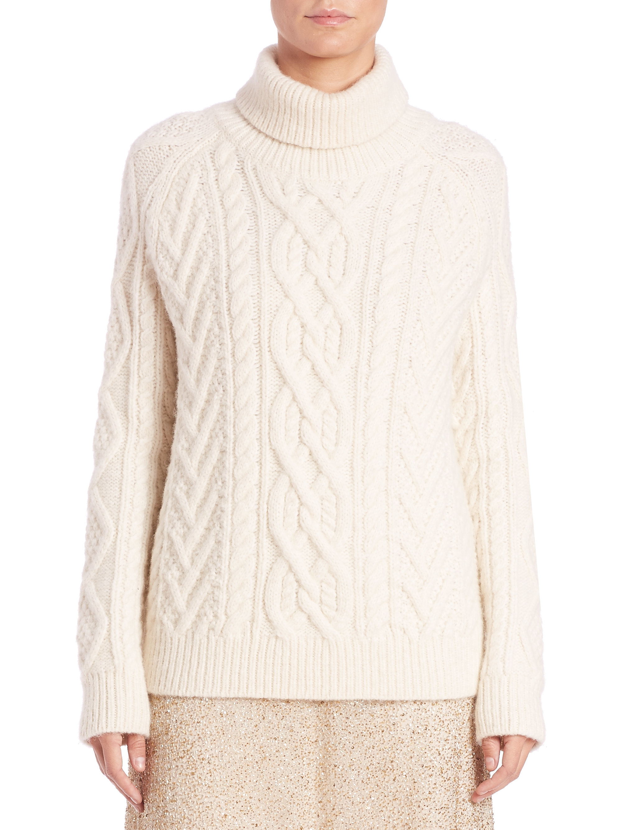 Polo ralph lauren Aran-knit Sweater in Natural | Lyst