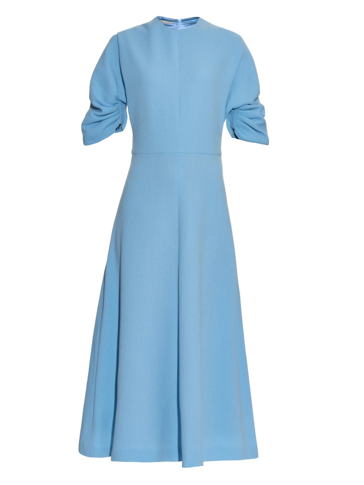 Lyst - Emilia Wickstead Dana Gathered-sleeve Wool-crepe Dress in Blue