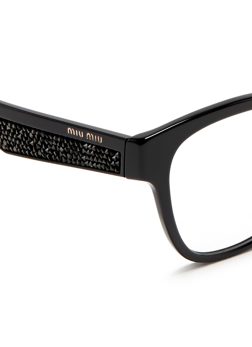 Lyst Miu Miu Coated Rim Metal Optical Glasses In Black