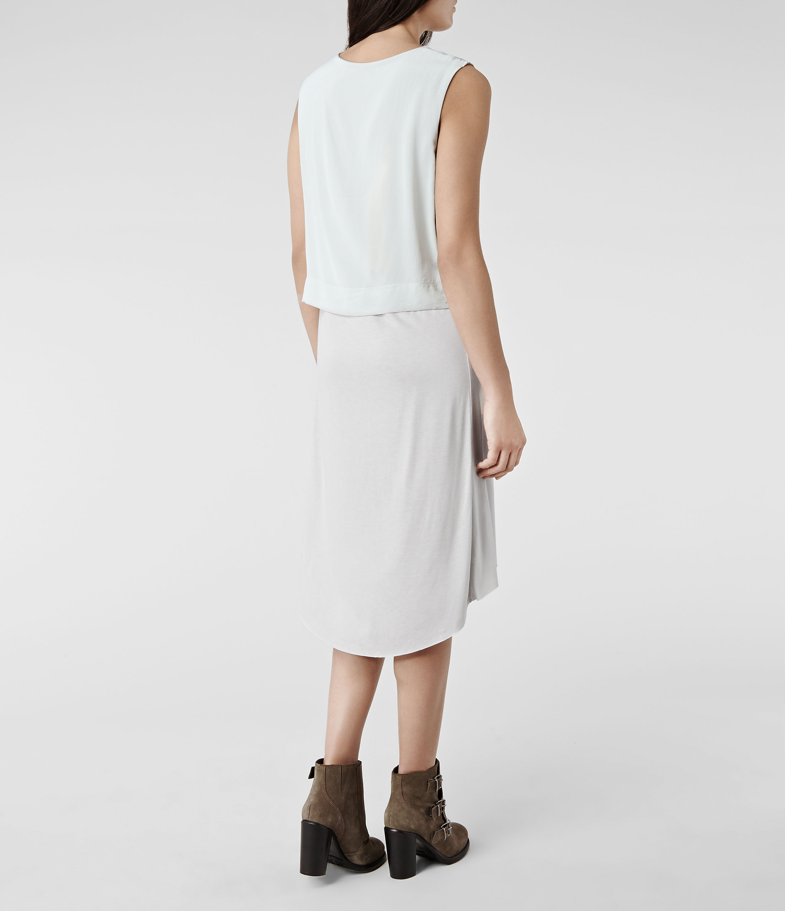 all saints grey silk dress