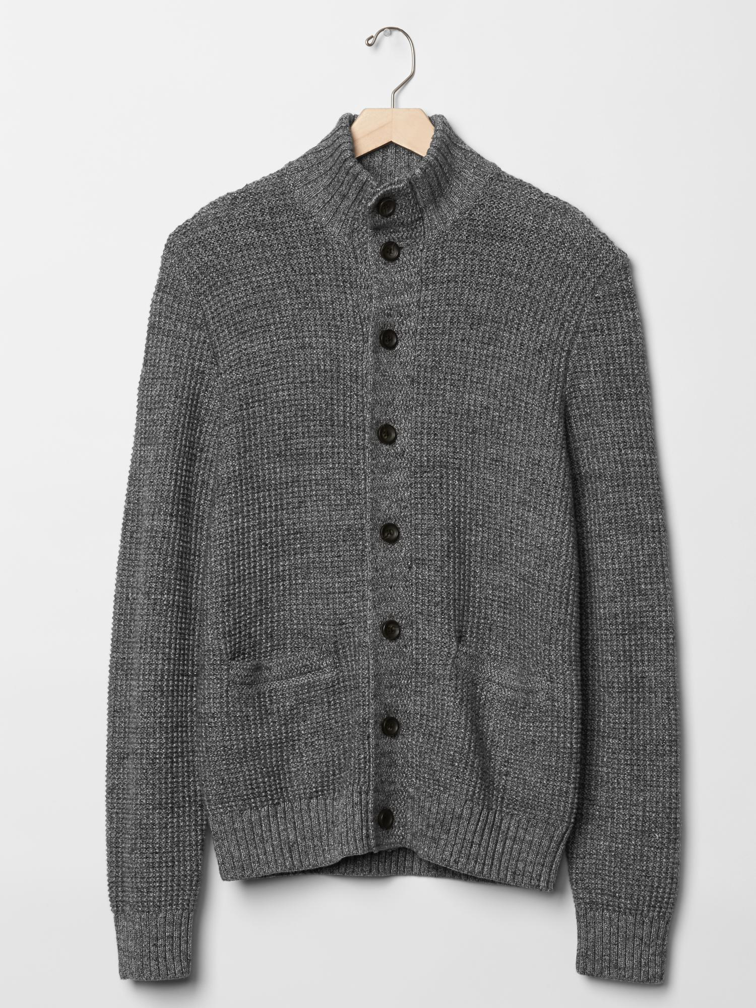  Gap  Marled Mockneck Cardigan  in Gray for Men  gray heather 