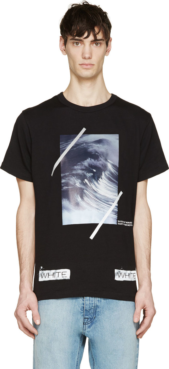 Lyst - Off-White C/O Virgil Abloh Black And Purple Wave Print T_Shirt ...