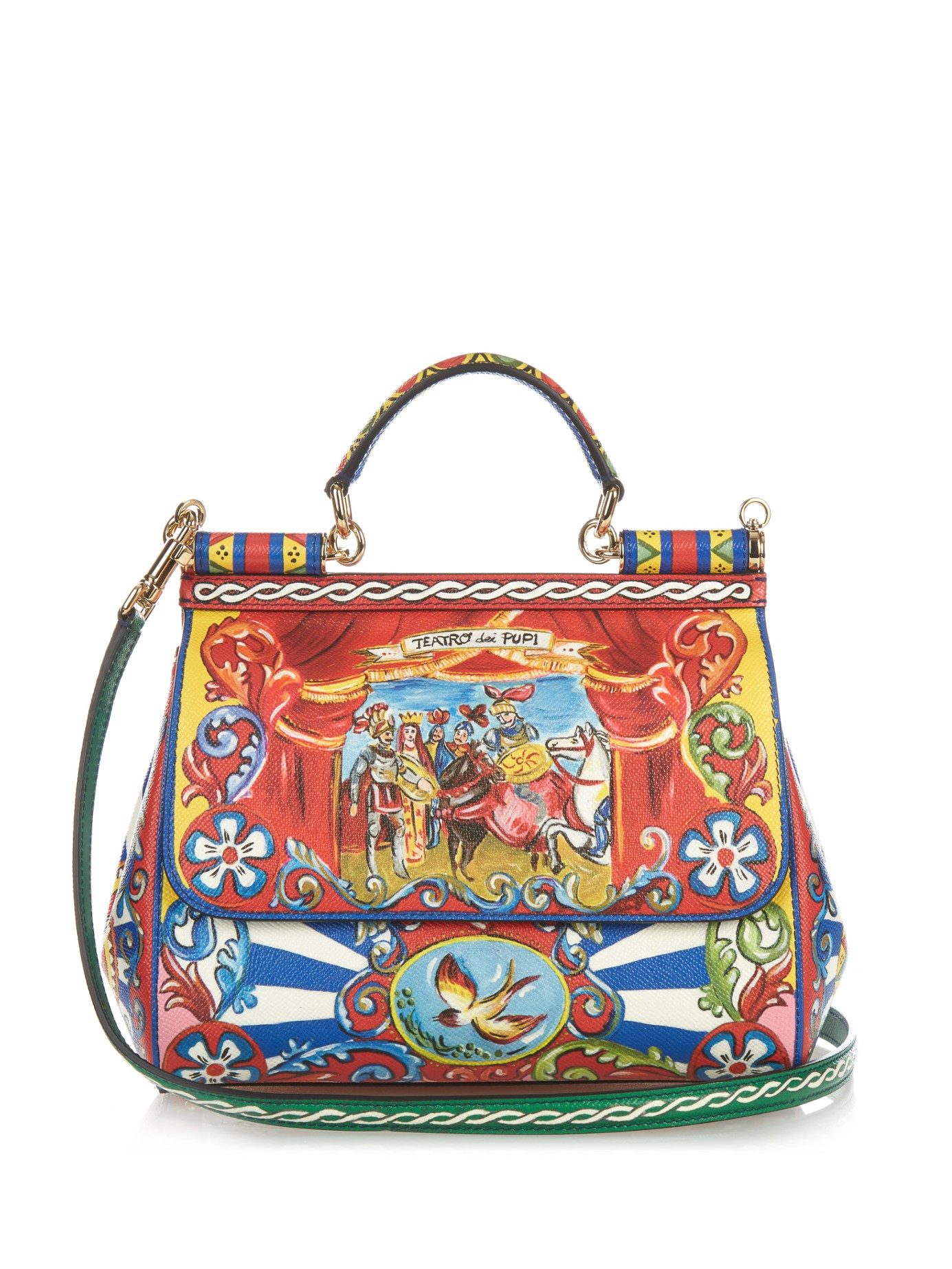 Lyst - Dolce & Gabbana Sicily Medium Carretto-print Leather Bag in Red