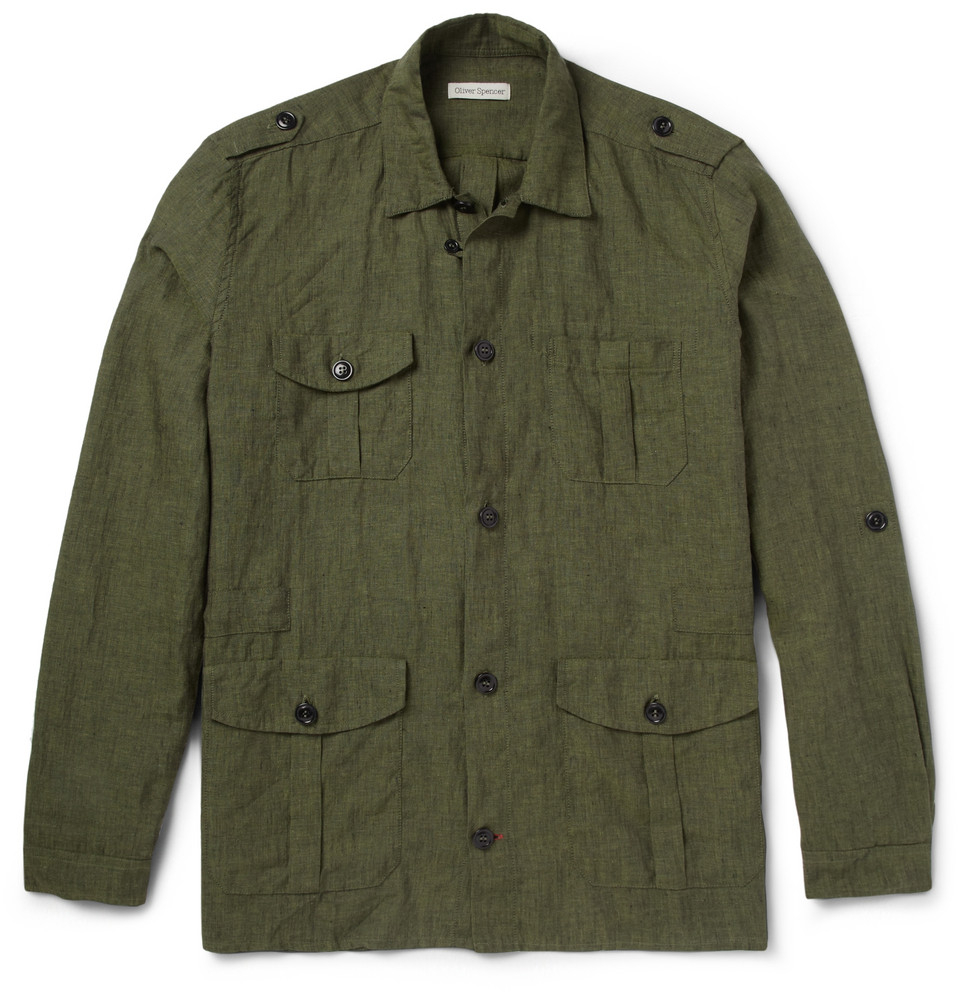 Lyst - Oliver Spencer Linen Safari Jacket in Green for Men