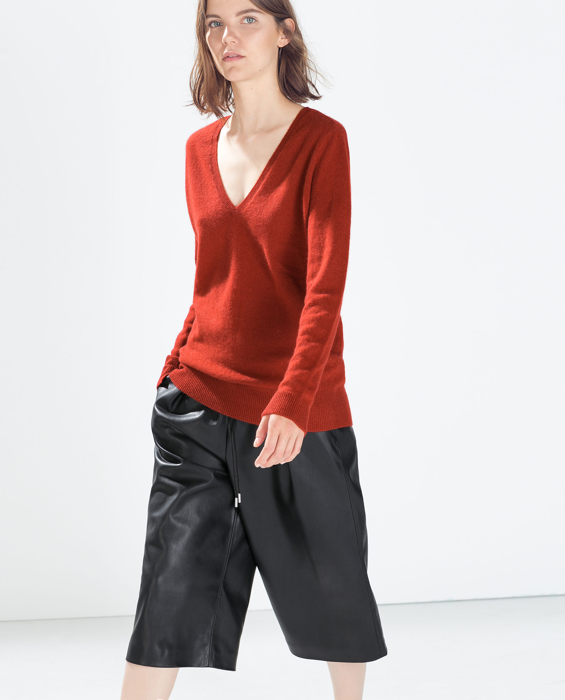 zara red overshirt