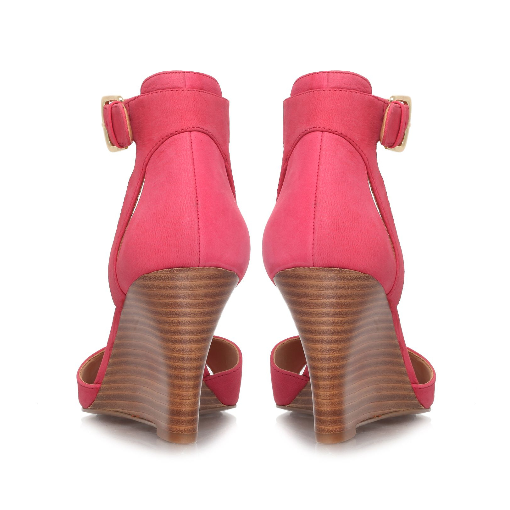 Nine west Floyd Mid Heel Wedge Sandals in Pink | Lyst