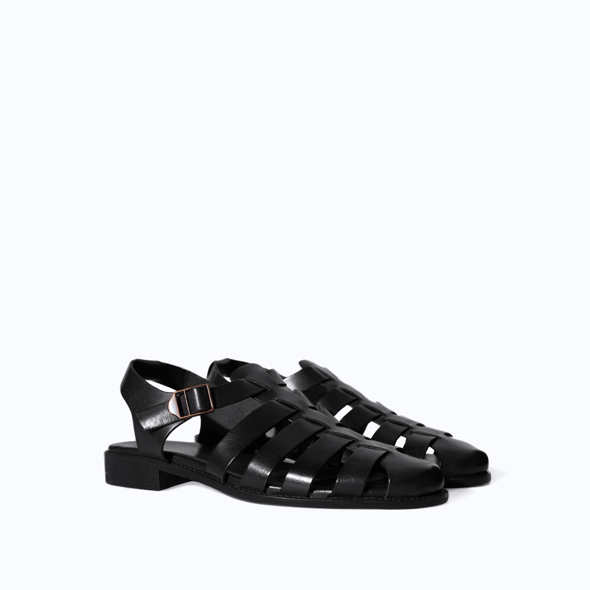  Zara  Leather Sandal  in Black for Men  Lyst
