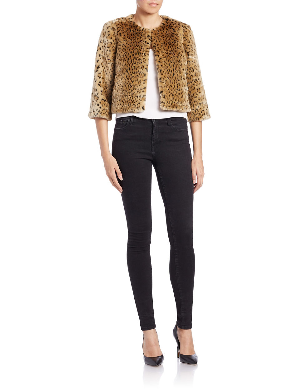 Lyst - Tahari Leopard-print Faux-fur Bolero in Natural
