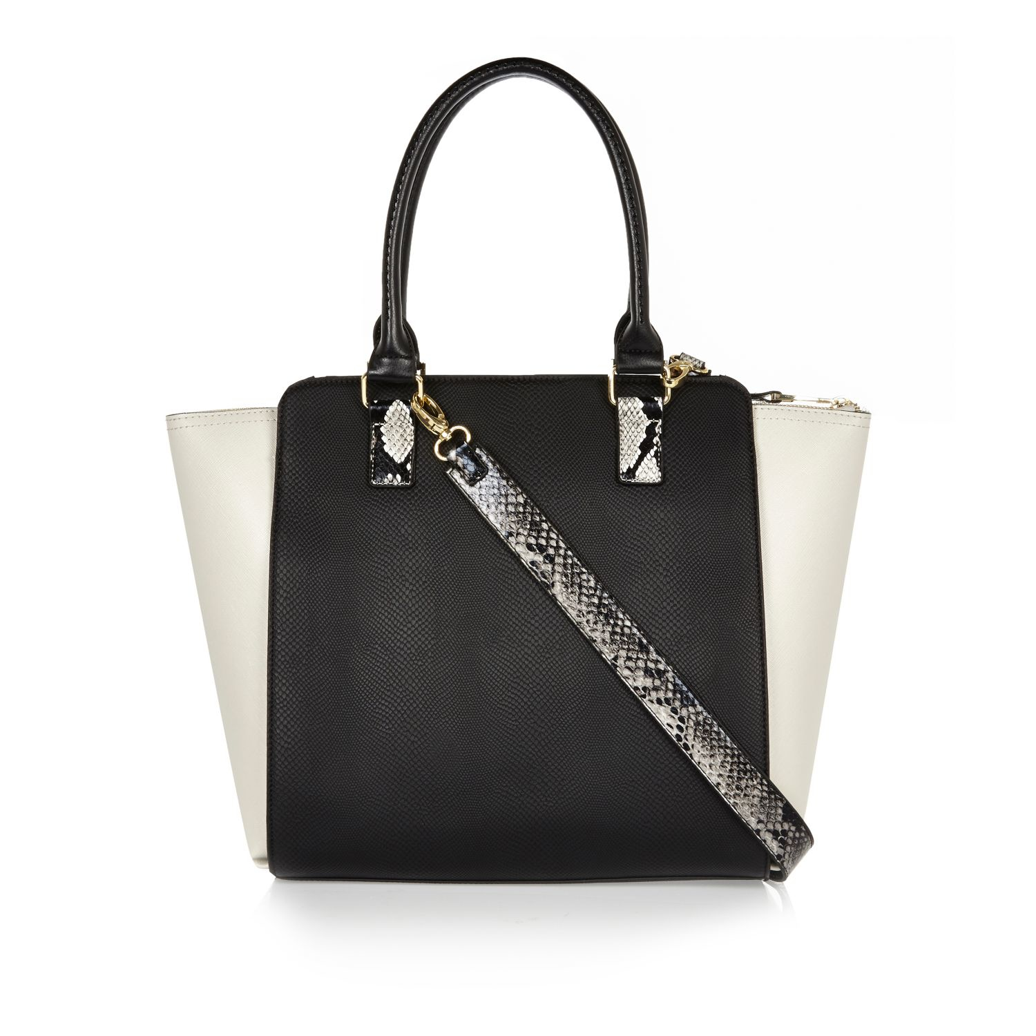 River Island Navy Faux Suede Winged Tote Handbag In White Lyst Gallery