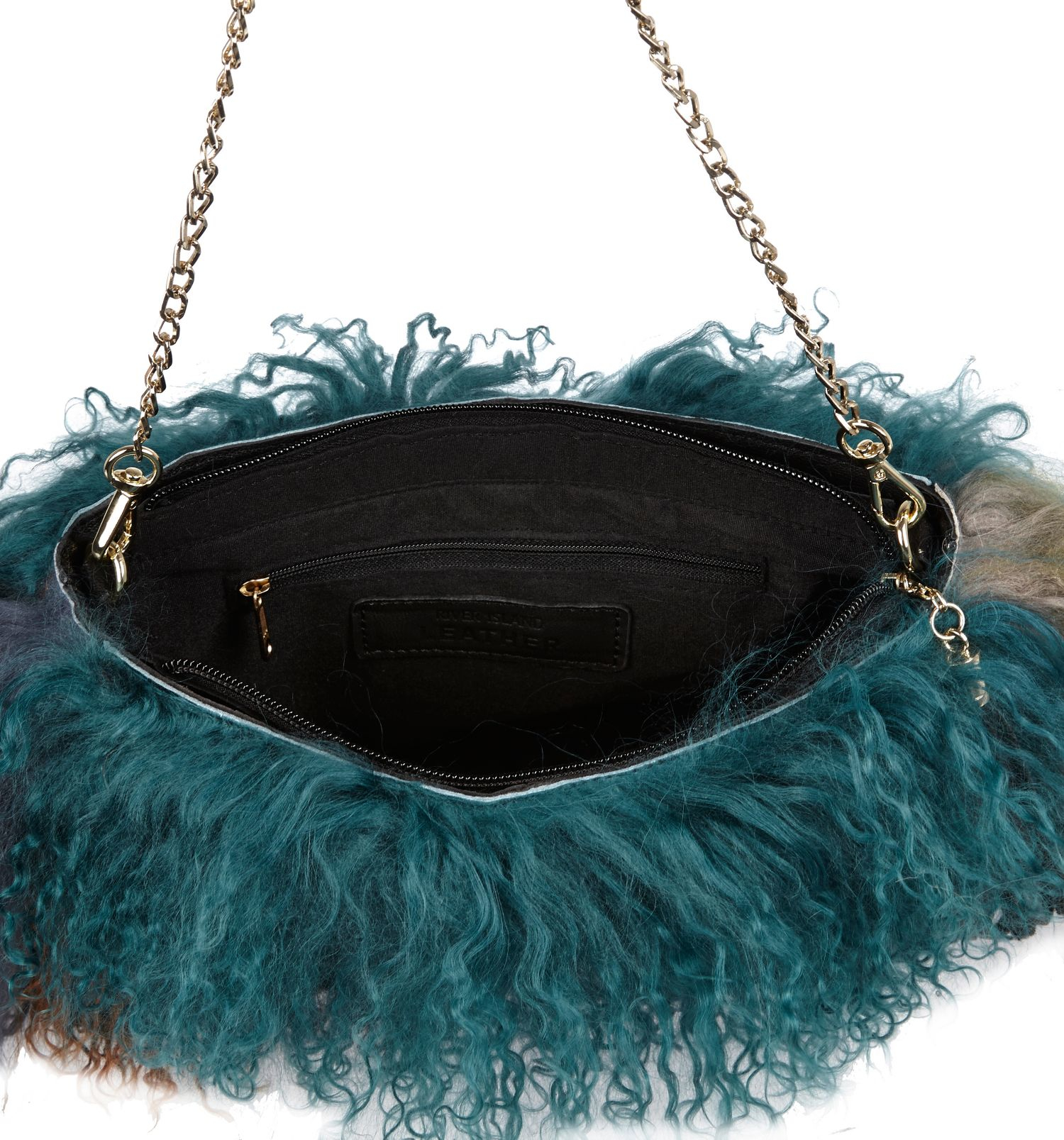 River Island Green Premium Mongolian Fur Handbag In Blue Lyst Gallery