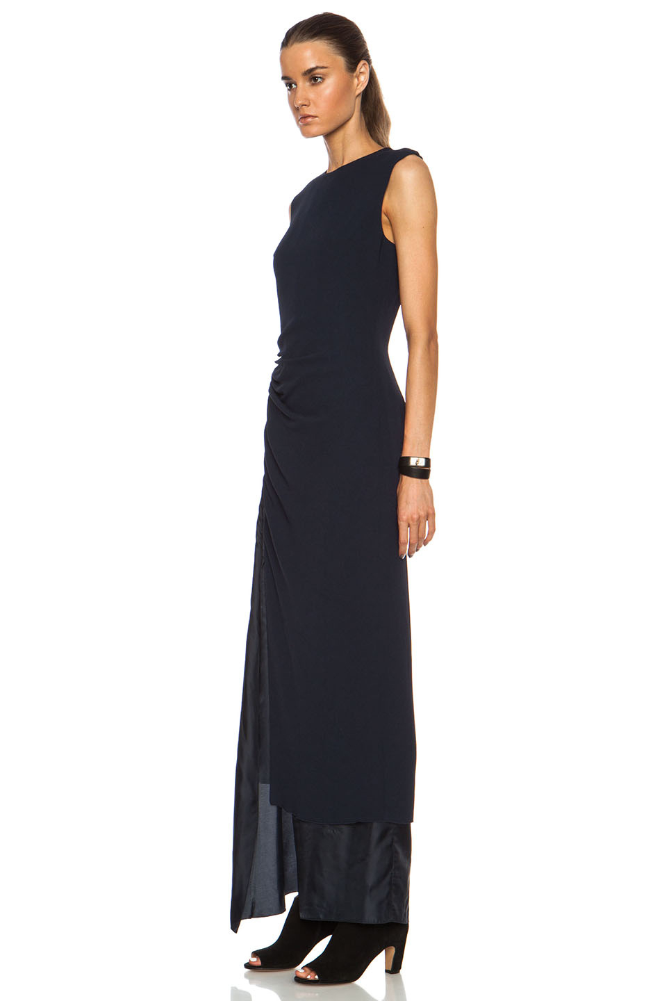 Lyst Acne Studios Pal Crepe Maxi Viscose Dress In Blue Gallery