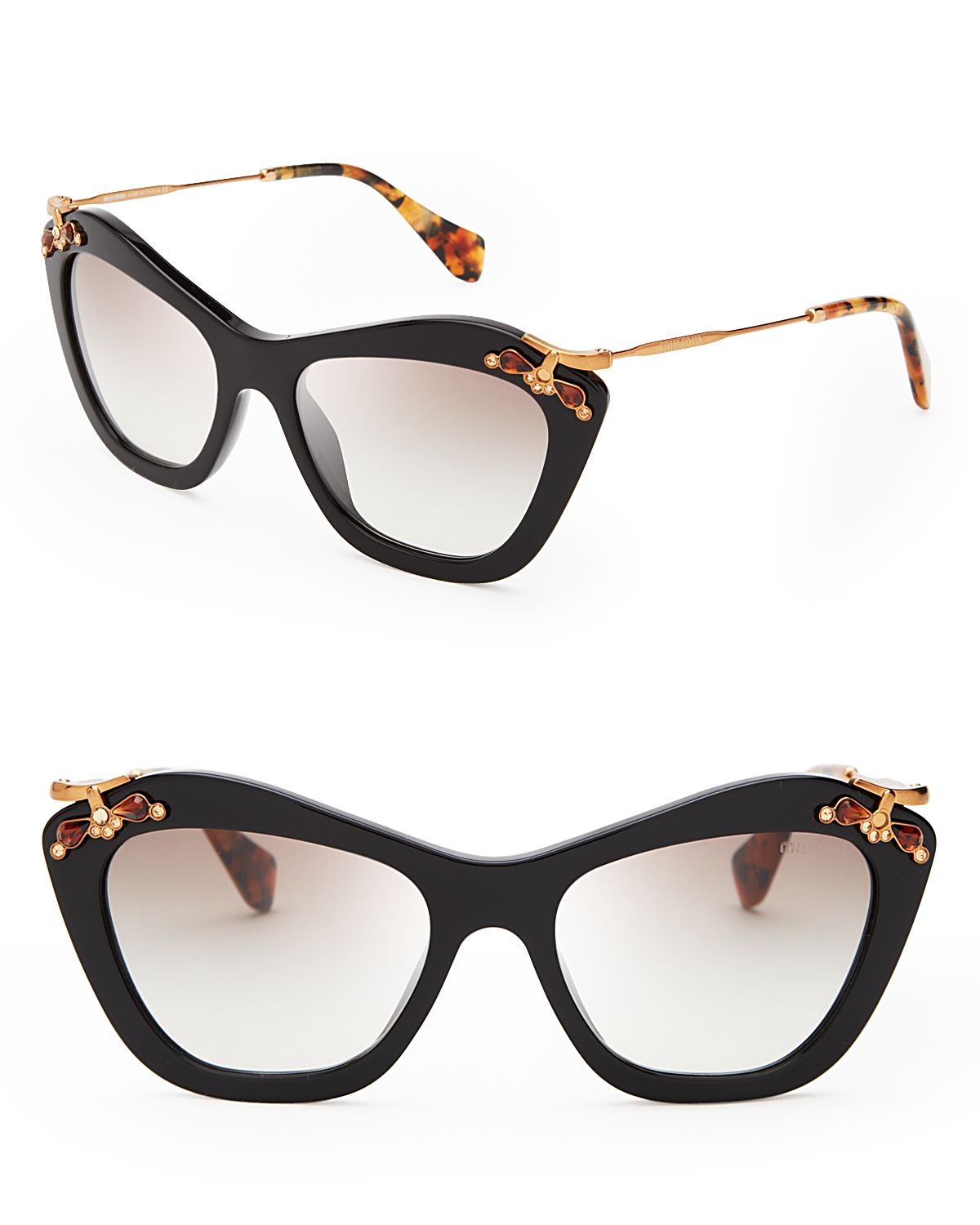 Lyst - Miu Miu Geometric Cat Eye Sunglasses in Black