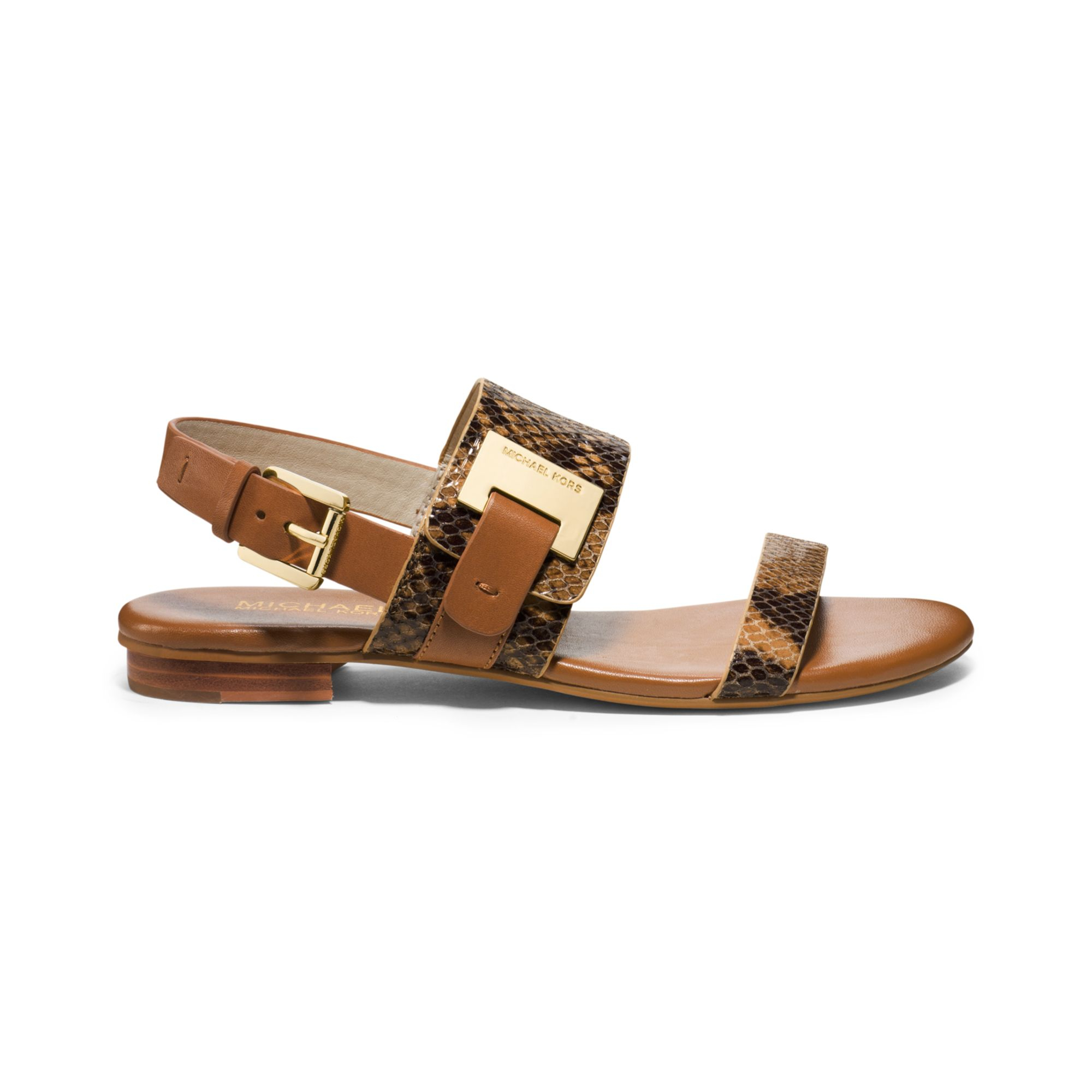 Lyst - Michael Kors Michael Guiliana Flat Sandals in Brown