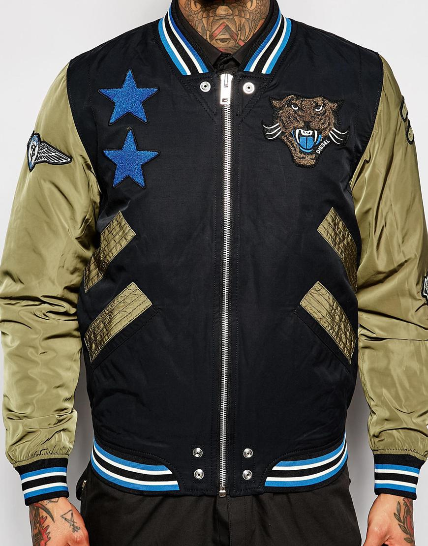 Lyst - Diesel Varsity Bomber Jacket J-tendency Badge Details in Black ...