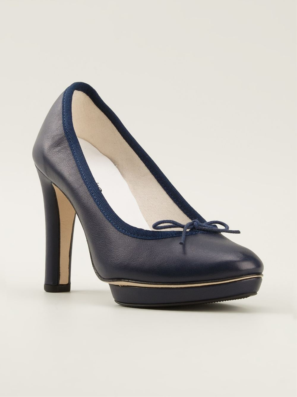 Repetto Bow Detail Platform Pumps in Blue | Lyst