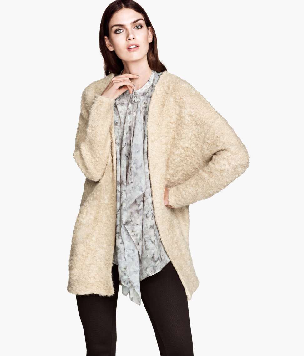 H&m Mohair Blend Cardigan in Natural | Lyst