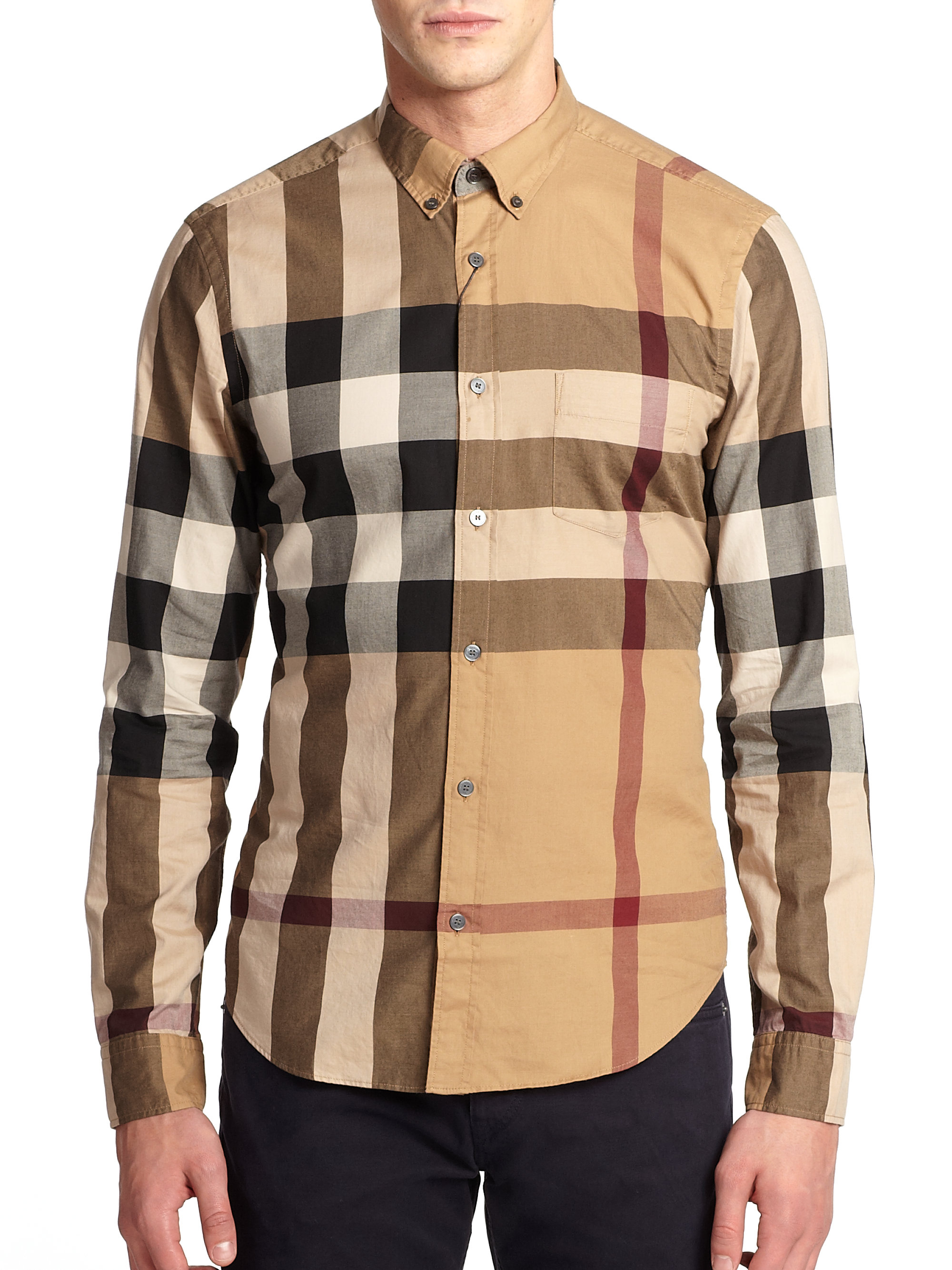 Lyst - Burberry Brit Fred Check Cotton Shirt in Natural for Men