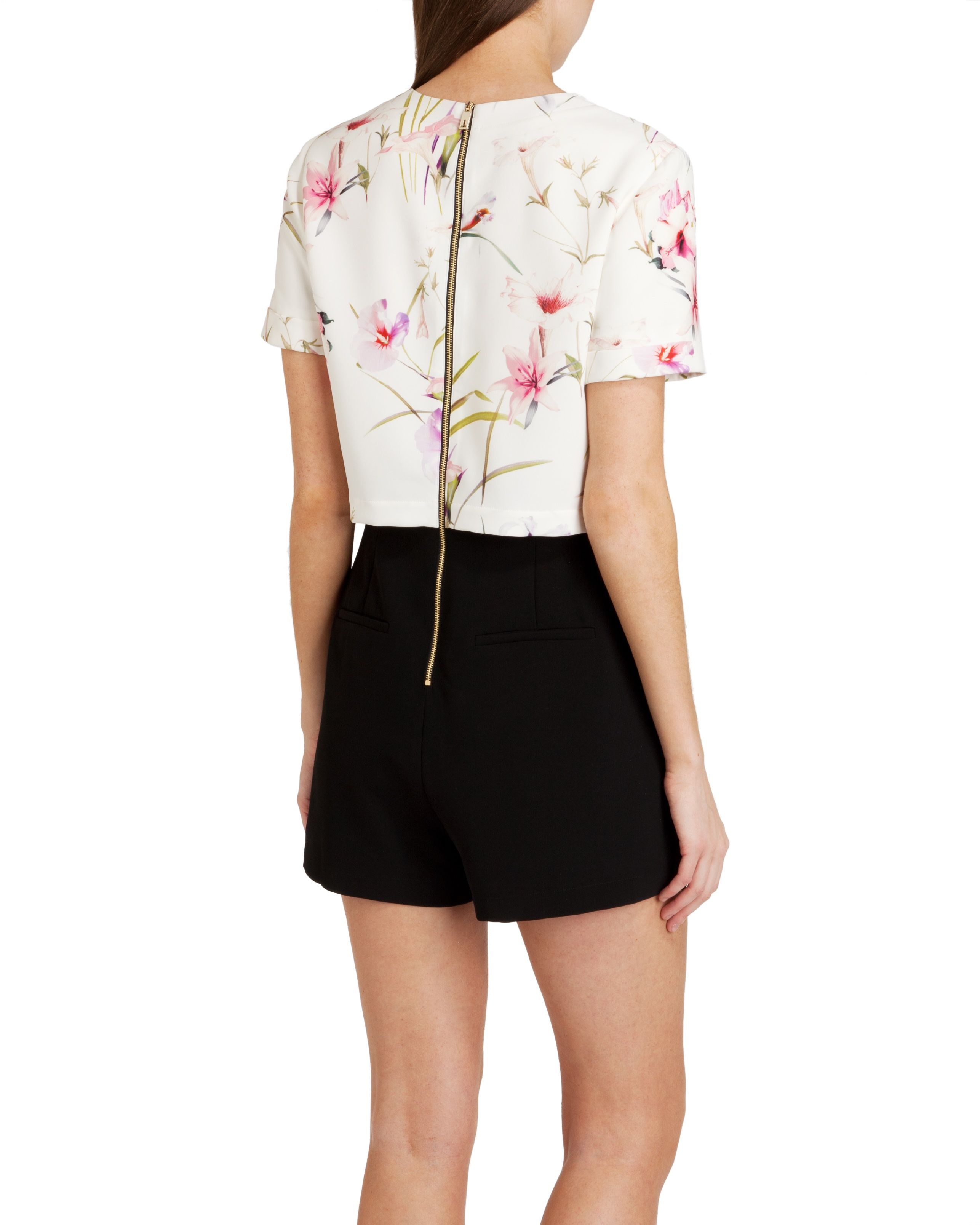 Ted baker Estyy Mirrored Tropics Playsuit in Floral (Black) | Lyst