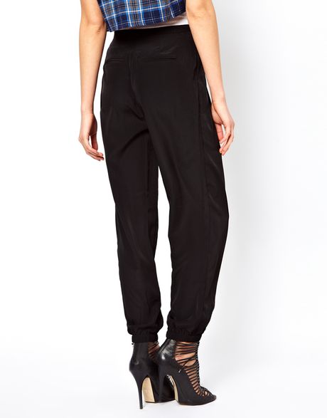 Asos Trousers with Elastic Cuff in Black | Lyst