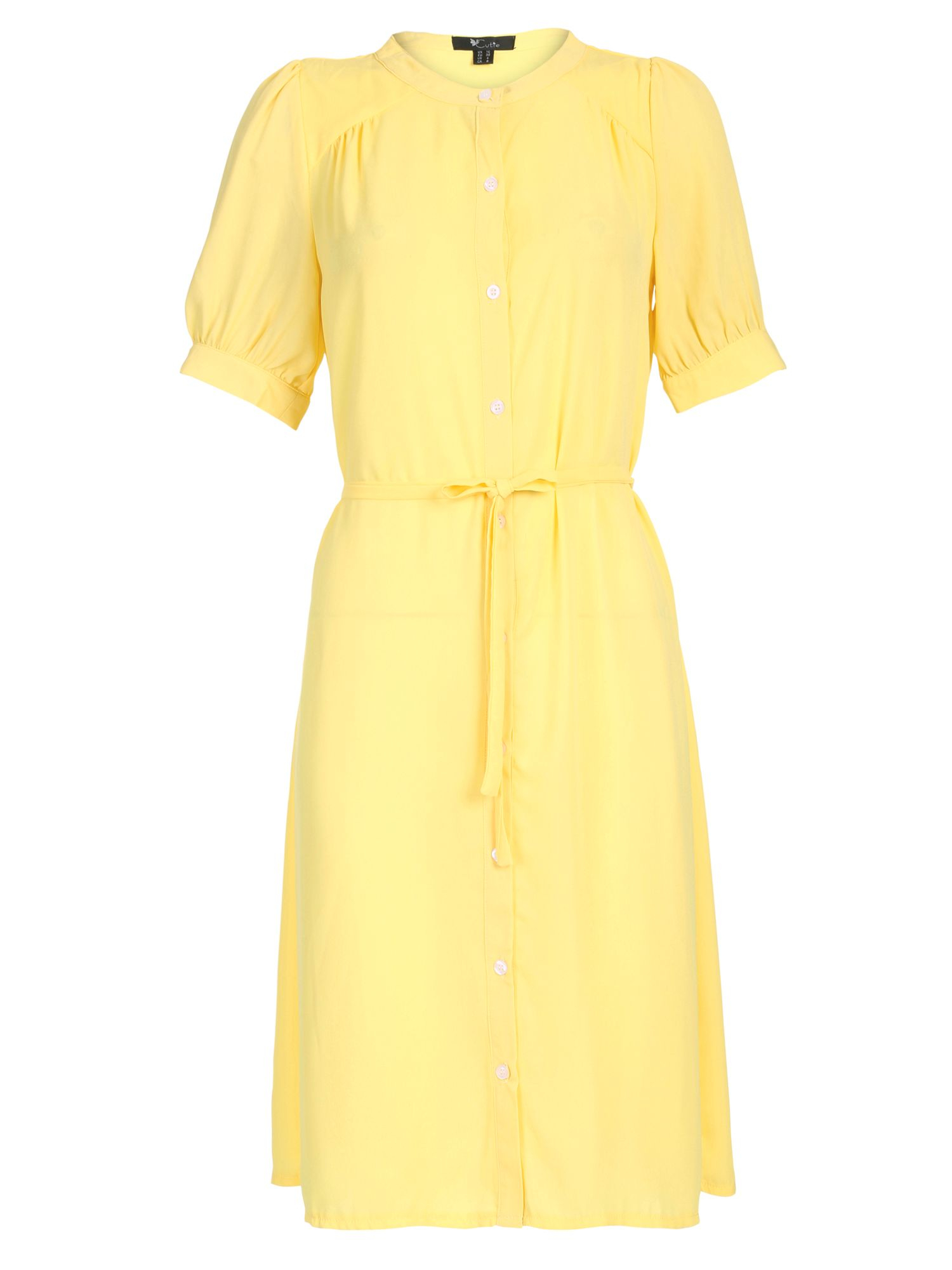 Cutie Puff Sleeves Shirt Dress in Yellow Lyst