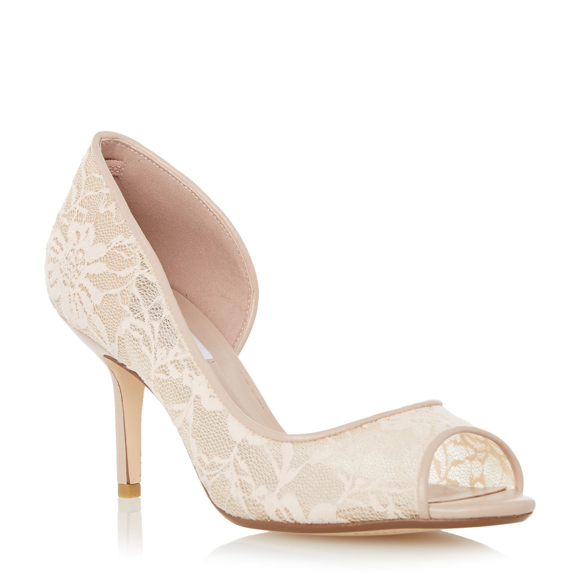 Dune Dellarose Semi D`Orsay Lace Court Shoes in Pink | Lyst