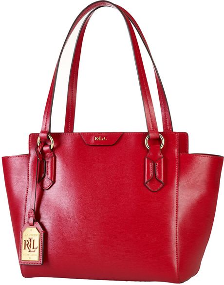 Lauren By Ralph Lauren Tate Leather Modern Shopper Tote Bag in Red (Red ...