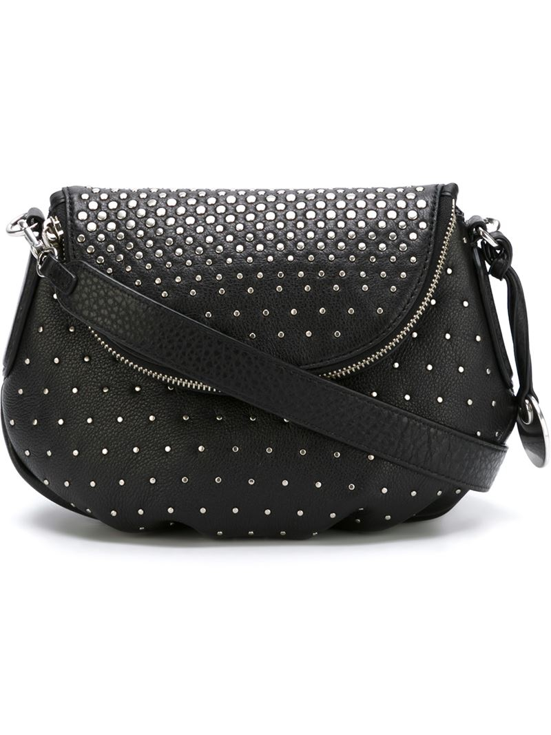 Marc by marc jacobs Studded Leather Cross-Body Bag in Black | Lyst