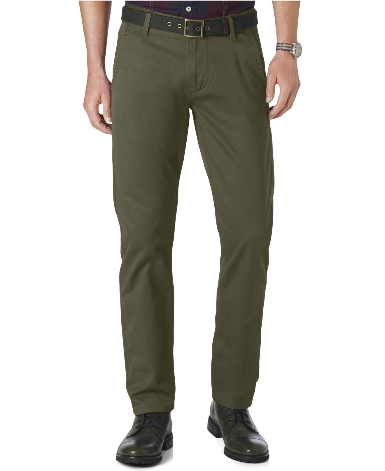 Dockers | Green Slim Fit Alpha Khaki Flat Front Pants for Men | Lyst