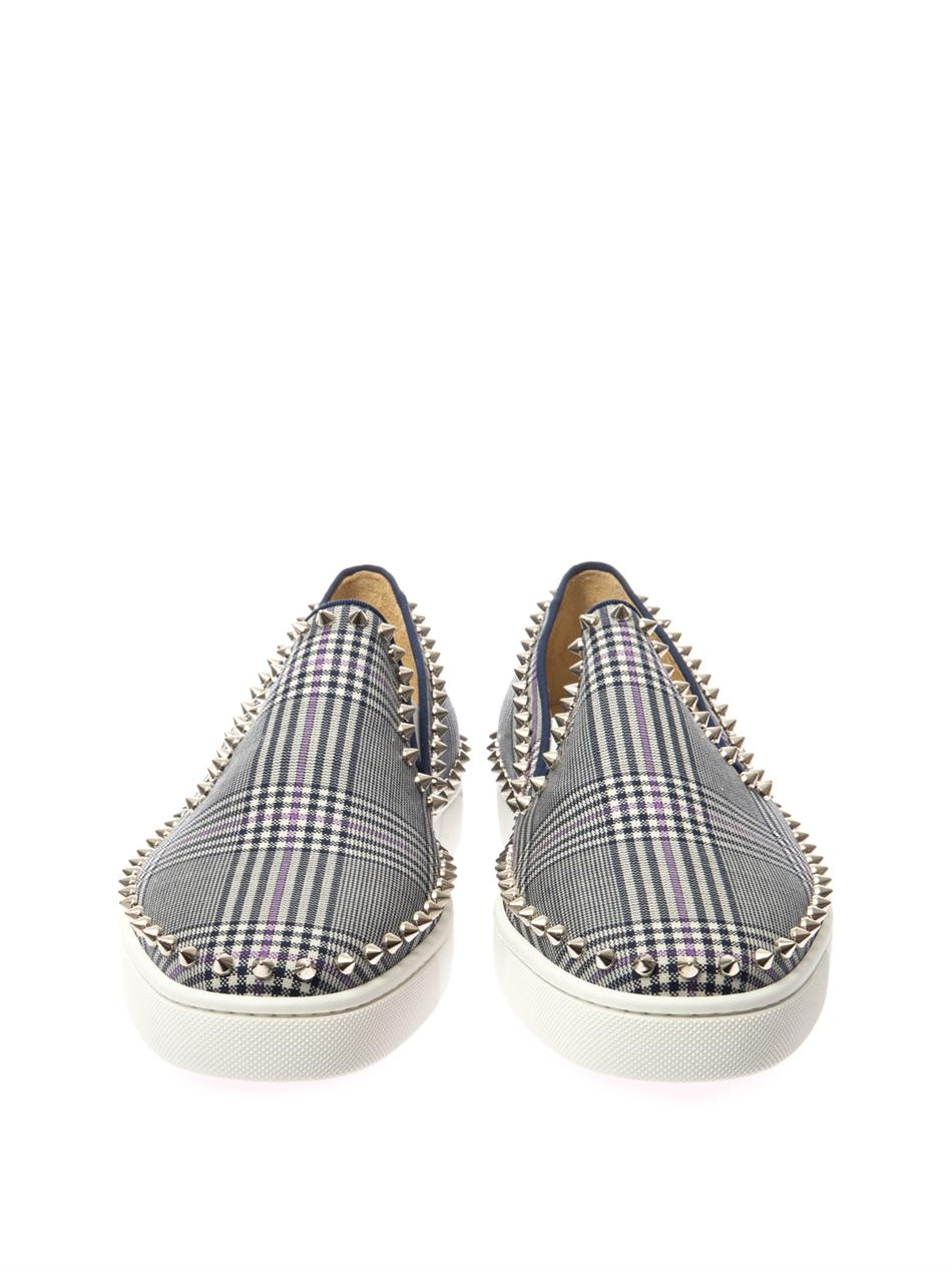 Christian louboutin Pik Boat Studded Check Trainers in Blue for ...  