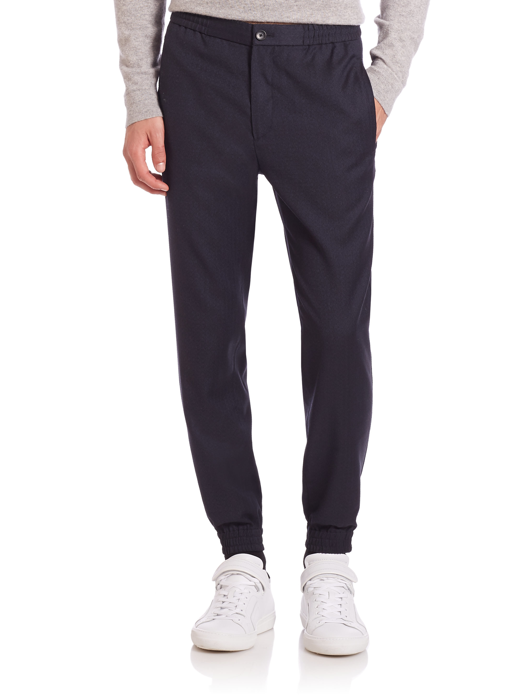 Lyst - Theory Modern-fit Virgin Wool Jogger Pants in Blue for Men