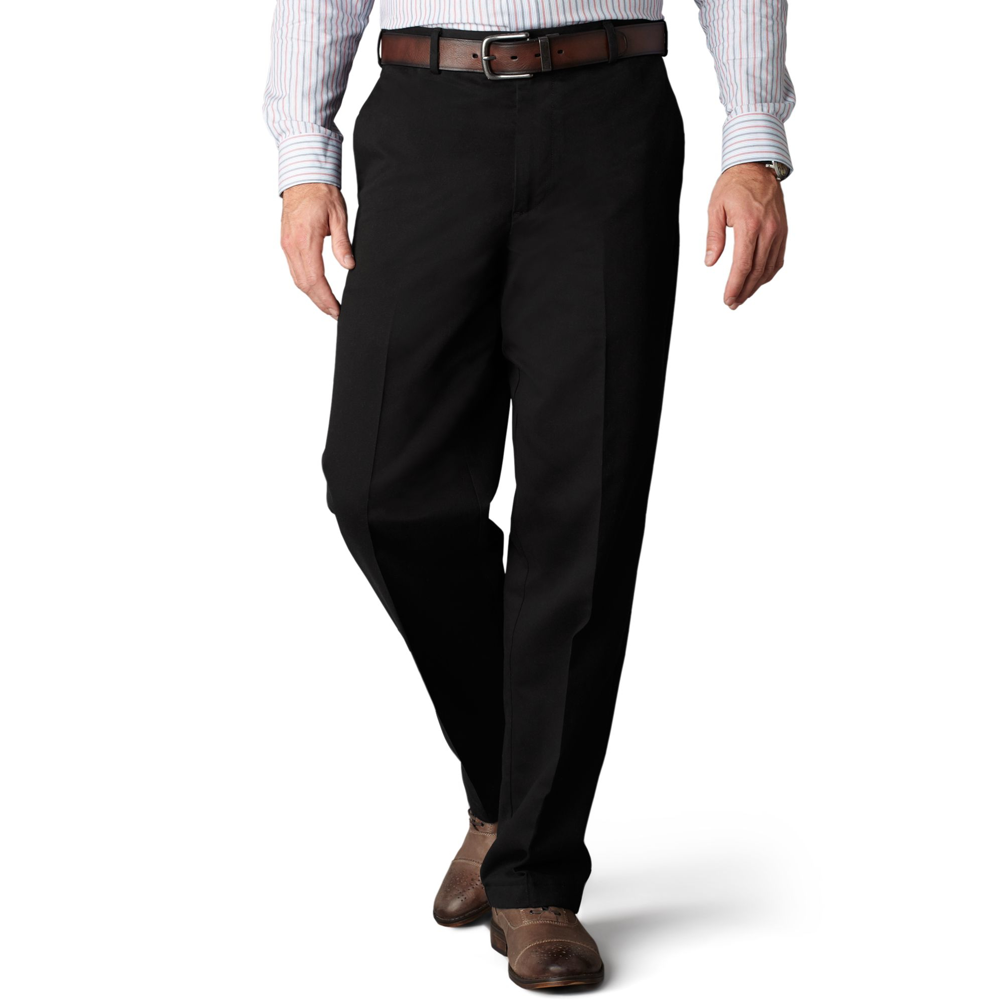 Dockers D4 Relaxed Fit Comfort Khaki Flat Front Pants in Black for Men ...